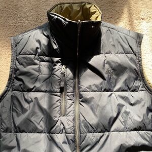 Puffer Vest Mens Large Zip Black Olive Green by All Sons